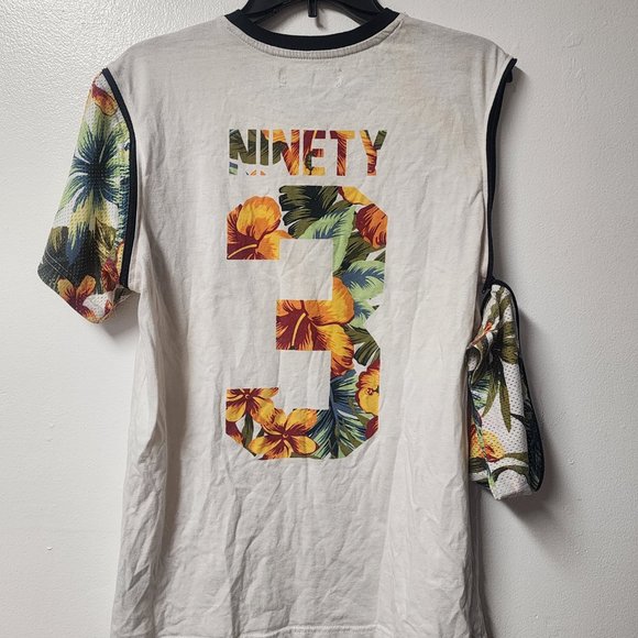 8ighth Dstrkt men's beige tshirt floral removeable sleeves Large G8EZWY - Picture 8 of 11